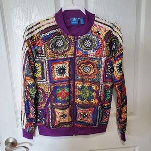 adidas Purple Multicolor Crochet Patchwork Jacket